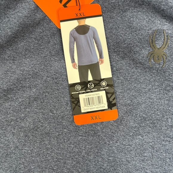 Spyder Active Performance Sweater Men XXL Dust Navy Heather Reflective - Picture 3 of 9